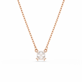 Swarovski Stilla necklace pendant Square cut, White, Rose gold-tone plated fashion-jewelry  