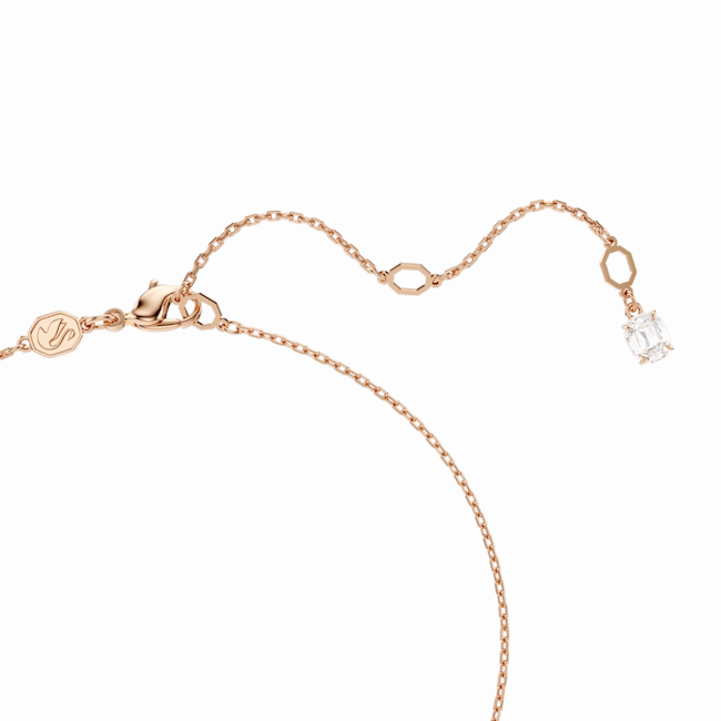Swarovski Stilla necklace pendant Square cut, White, Rose gold-tone plated