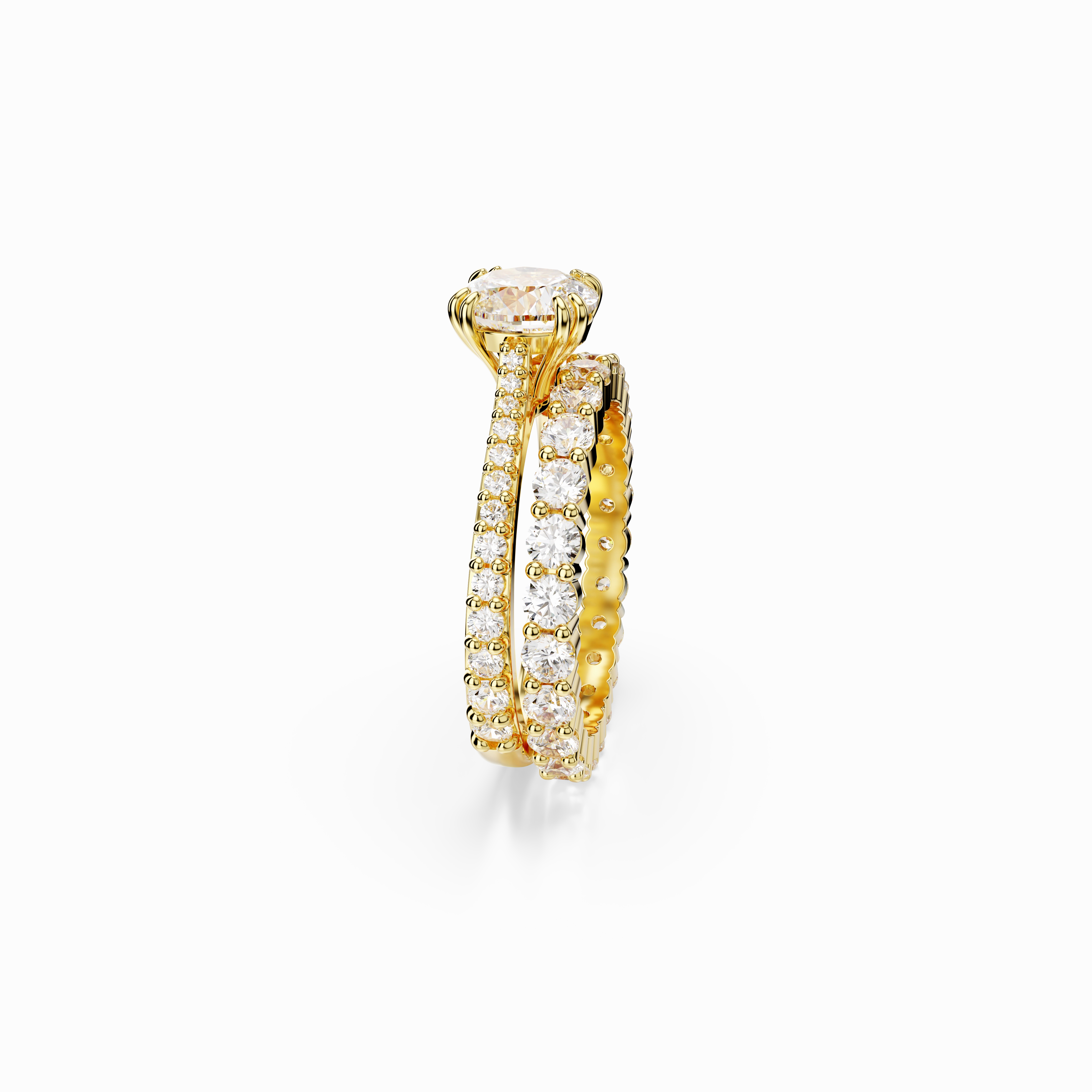 Swarovski Stilla Ring Round Cut White Gold-Tone Plated