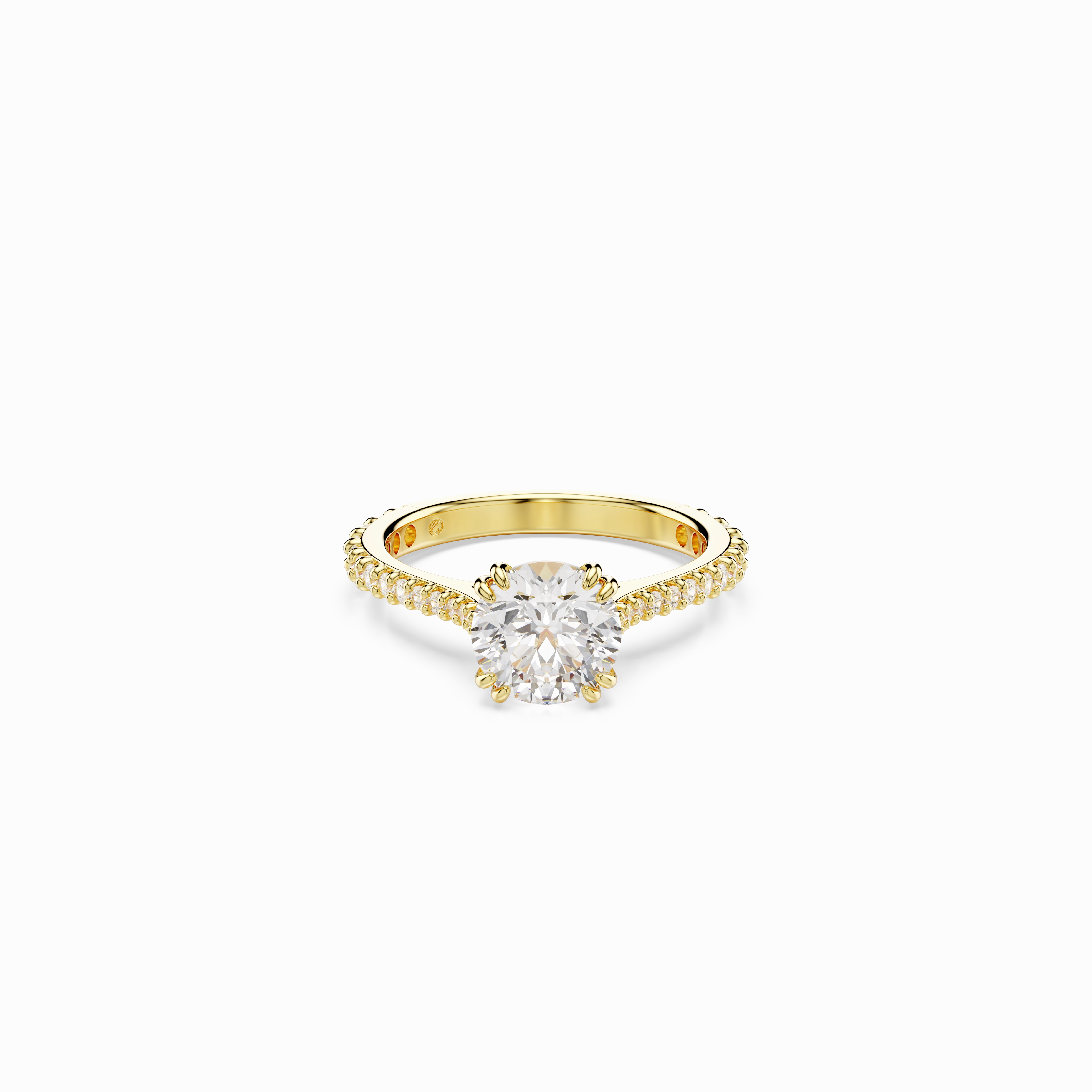 Swarovski Stilla Ring Round Cut White Gold-Tone Plated