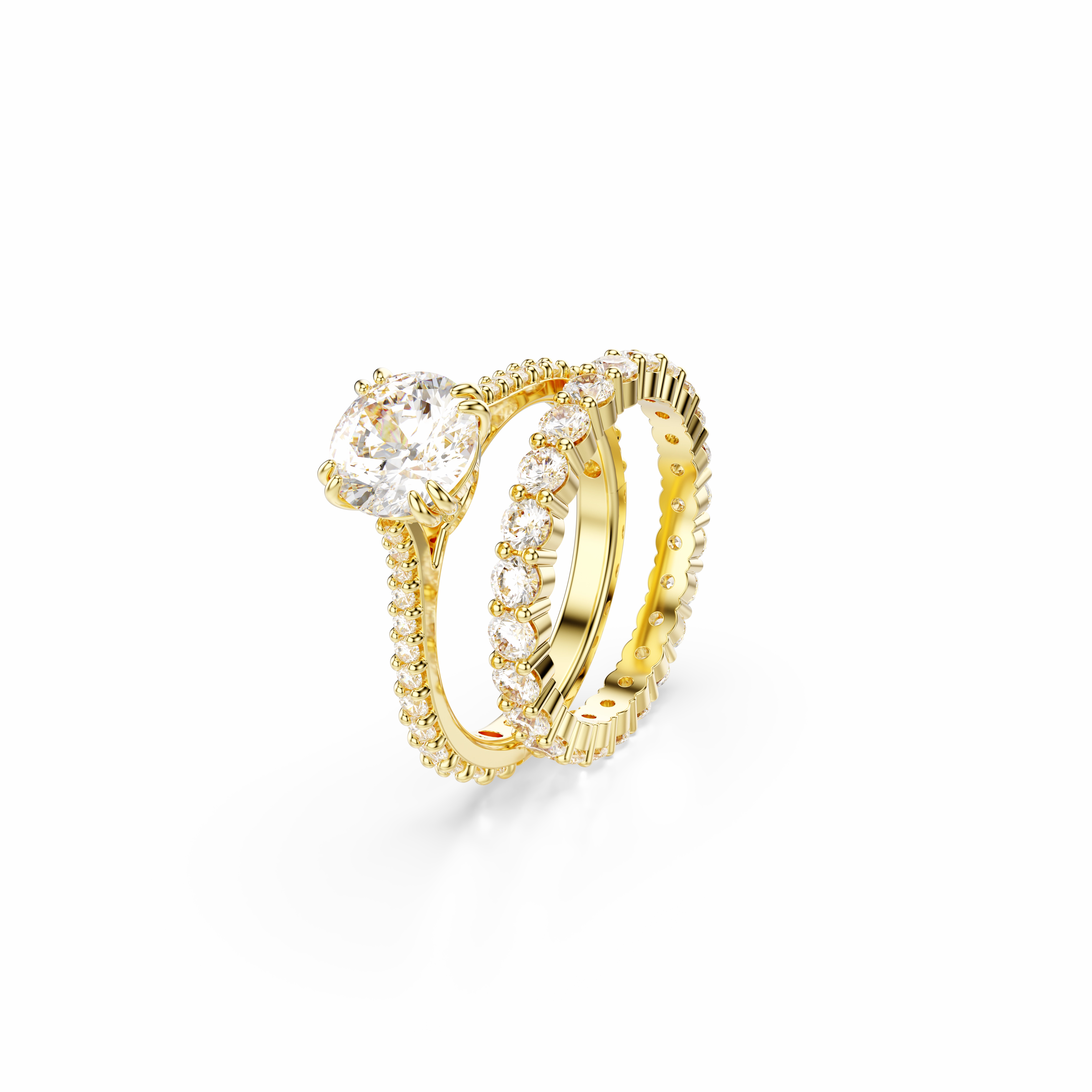 Swarovski Stilla Ring Round Cut White Gold-Tone Plated