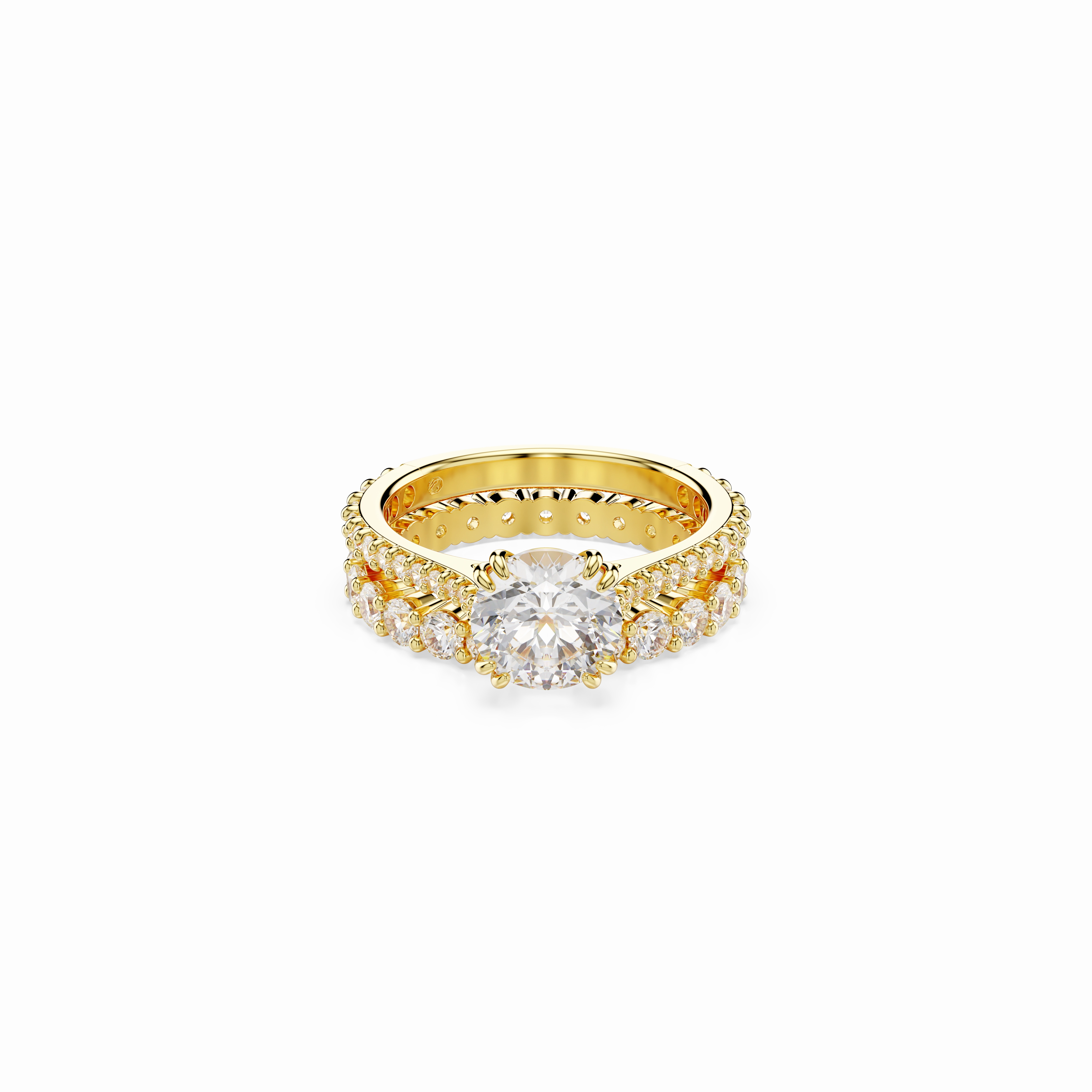 Swarovski Stilla Ring Round Cut White Gold-Tone Plated