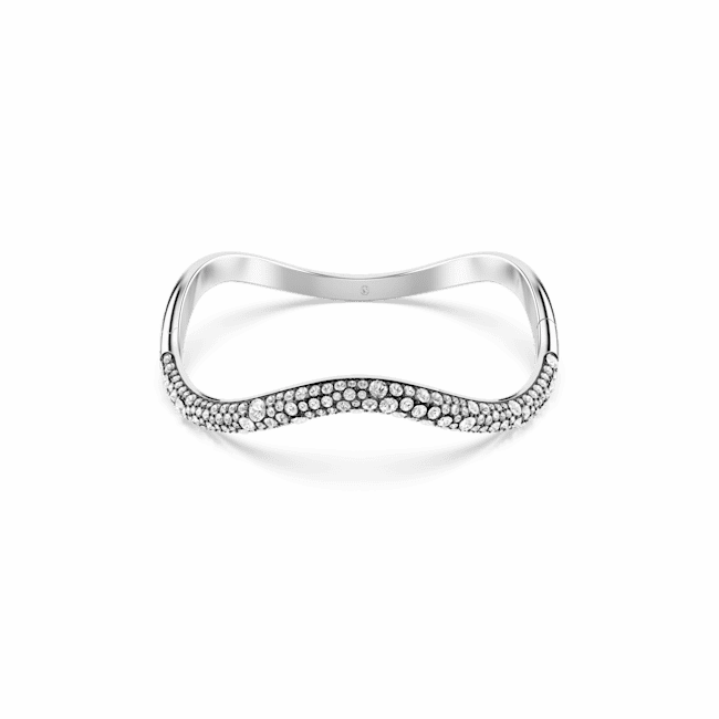 Swarovski Sublima Cuff bangle, Round cut, White, Rhodium plated, Small