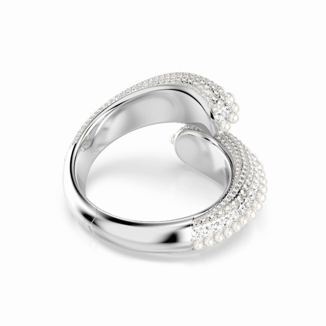 Swarovski Sublima Cuff Statement, Crystal Pearl, Round cut, White, Rhodium plated, Small