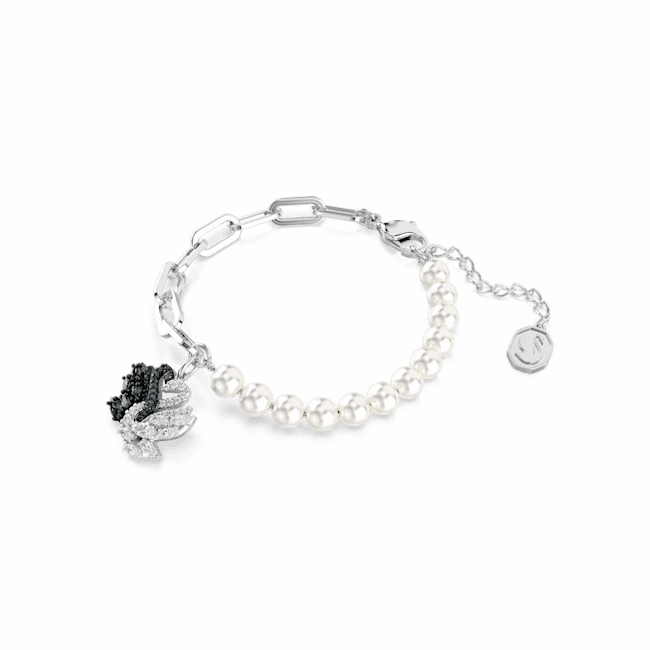 Swarovski Swan Bracelet Crystal Pearl Swan Black Rhodium Plated