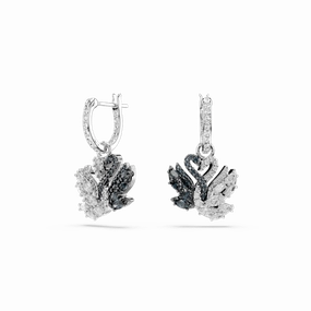 Swarovski Swan Drop Earrings Swan Black Rhodium plated fashion-jewelry  