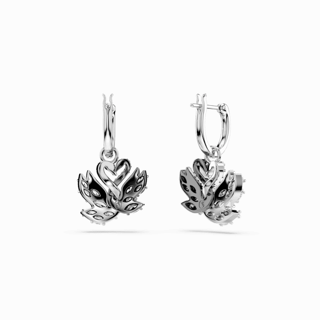 Swarovski Swan Drop Earrings Swan Black Rhodium plated