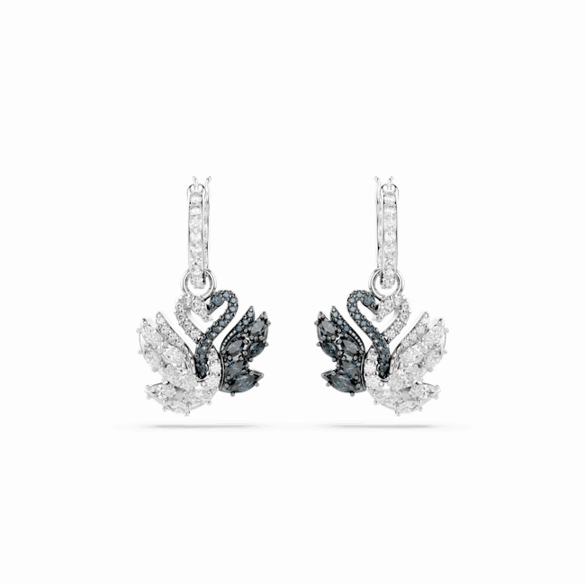Swarovski Swan Drop Earrings Swan Black Rhodium plated