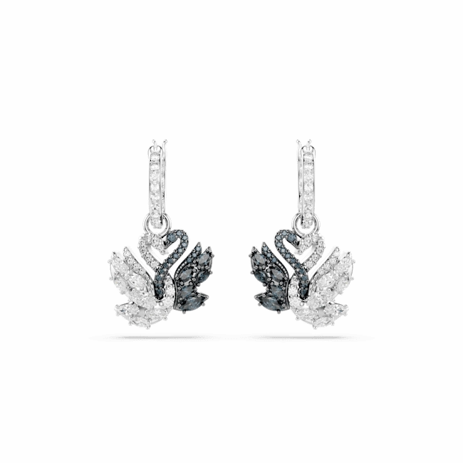 Swarovski Swan Drop Earrings Swan Black Rhodium plated