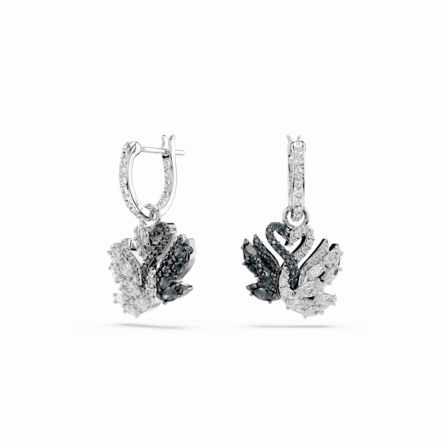 Swarovski Swan Drop Earrings Swan Black Rhodium plated fashion-jewelry  