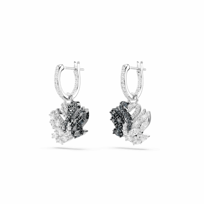 Swarovski Swan Drop Earrings Swan Black Rhodium plated