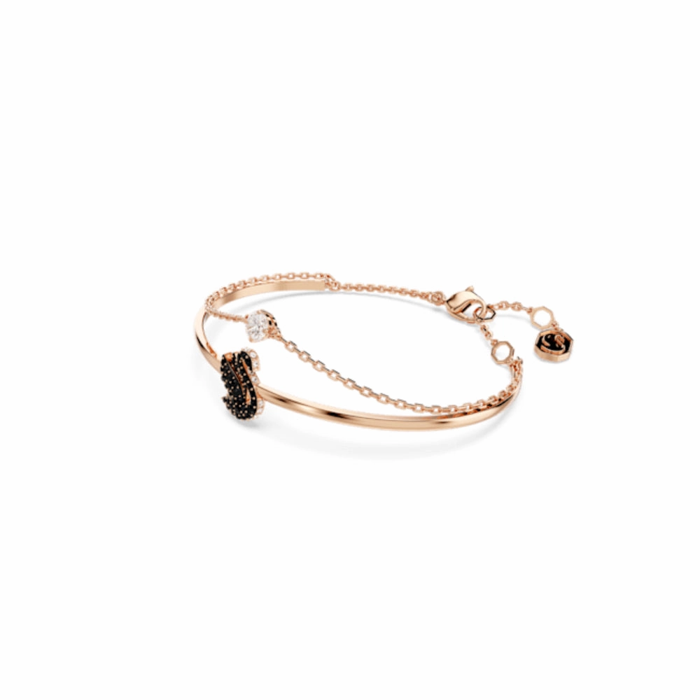 Swarovski Swarovski Swan Bangle Swan, Black, Rose gold-tone plated, Small