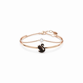 Swarovski Swarovski Swan Bangle Swan, Black, Rose gold-tone plated, Small fashion-jewelry  