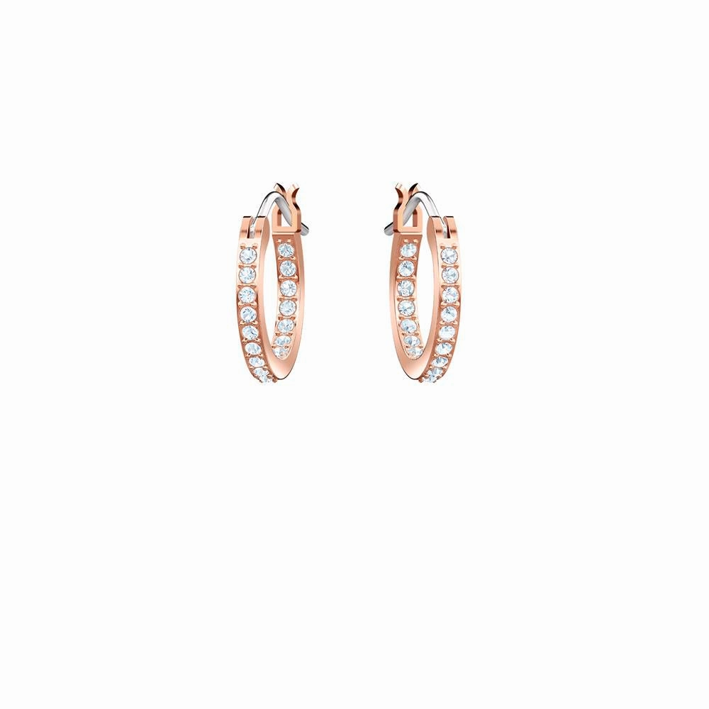 Swarovski Symbolic Evil Eye Hoop Pierced Earrings Blue, Rose-Gold Tone Plated