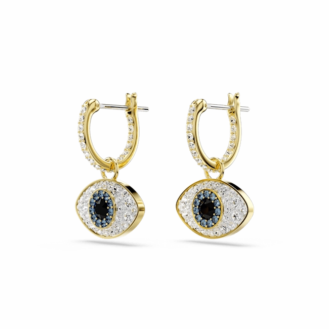 Swarovski Symbolica Drop Earrings Evil Eye, Blue, Gold-tone plated