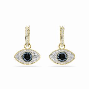 Swarovski Symbolica Drop Earrings Evil Eye, Blue, Gold-tone plated 