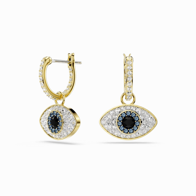 Swarovski Symbolica Drop Earrings Evil Eye, Blue, Gold-tone plated