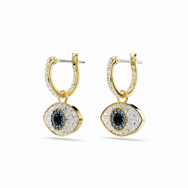 Swarovski Symbolica Drop Earrings Evil Eye, Blue, Gold-tone plated