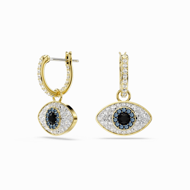 Swarovski Symbolica Drop Earrings Evil Eye, Blue, Gold-tone plated