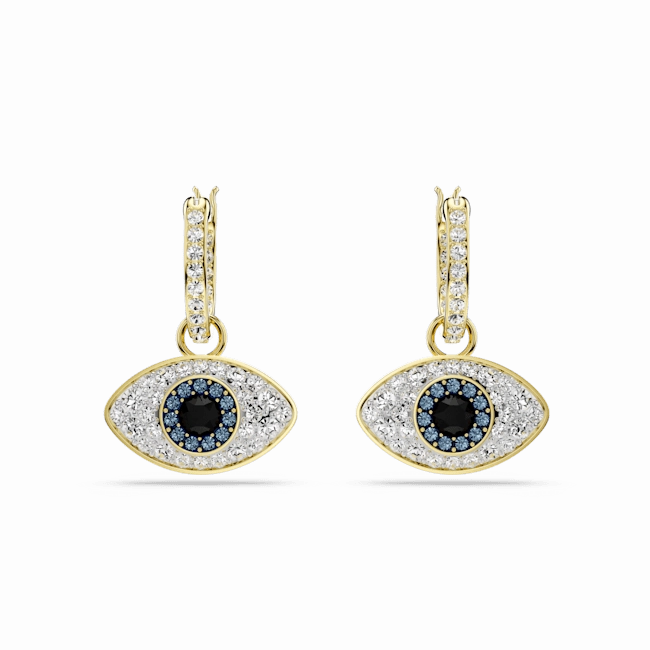 Swarovski Symbolica Drop Earrings Evil Eye, Blue, Gold-tone plated 