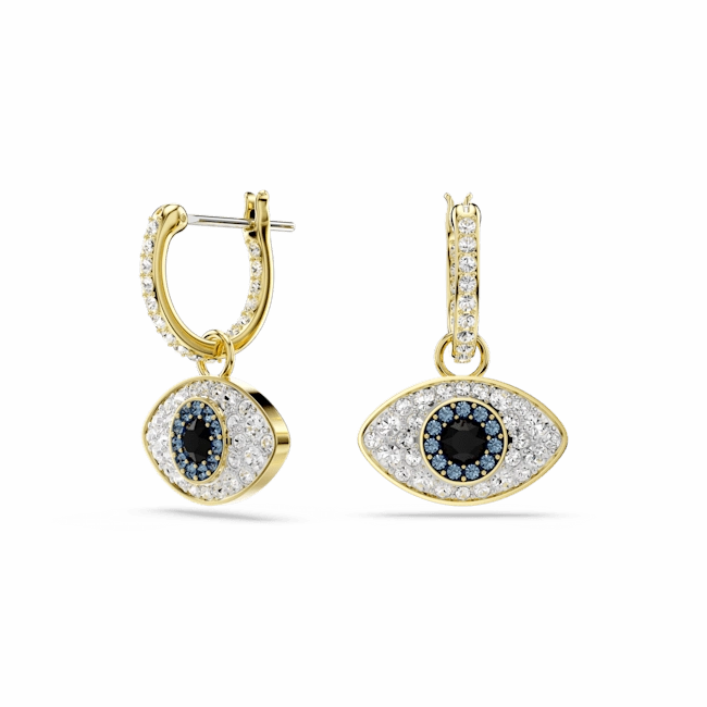 Swarovski Symbolica Drop Earrings Evil Eye, Blue, Gold-tone plated