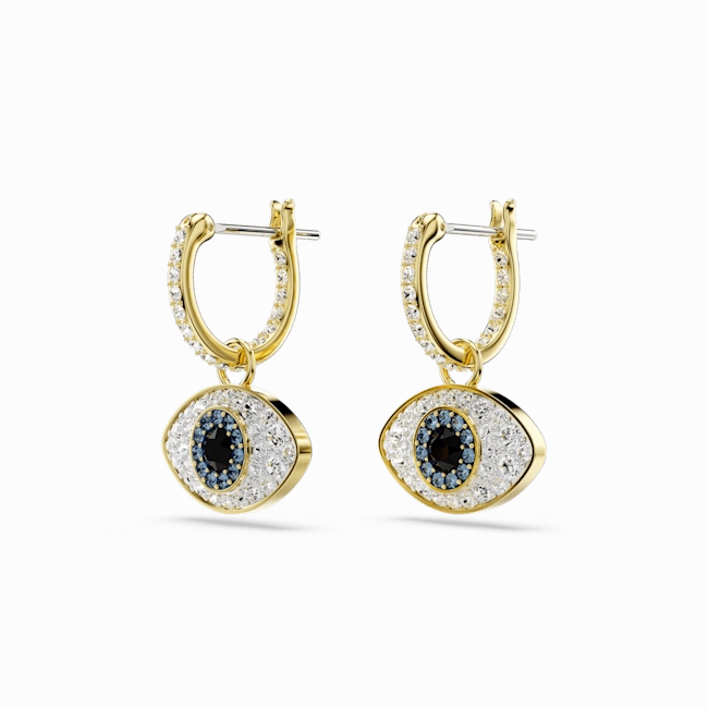 Swarovski Symbolica Drop Earrings Evil Eye, Blue, Gold-tone plated