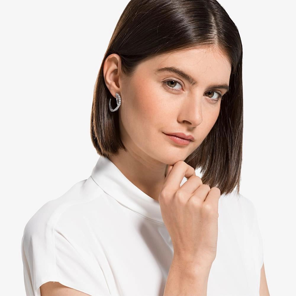 Swarovski Twist Hoop Pierced Earrings White One Size
