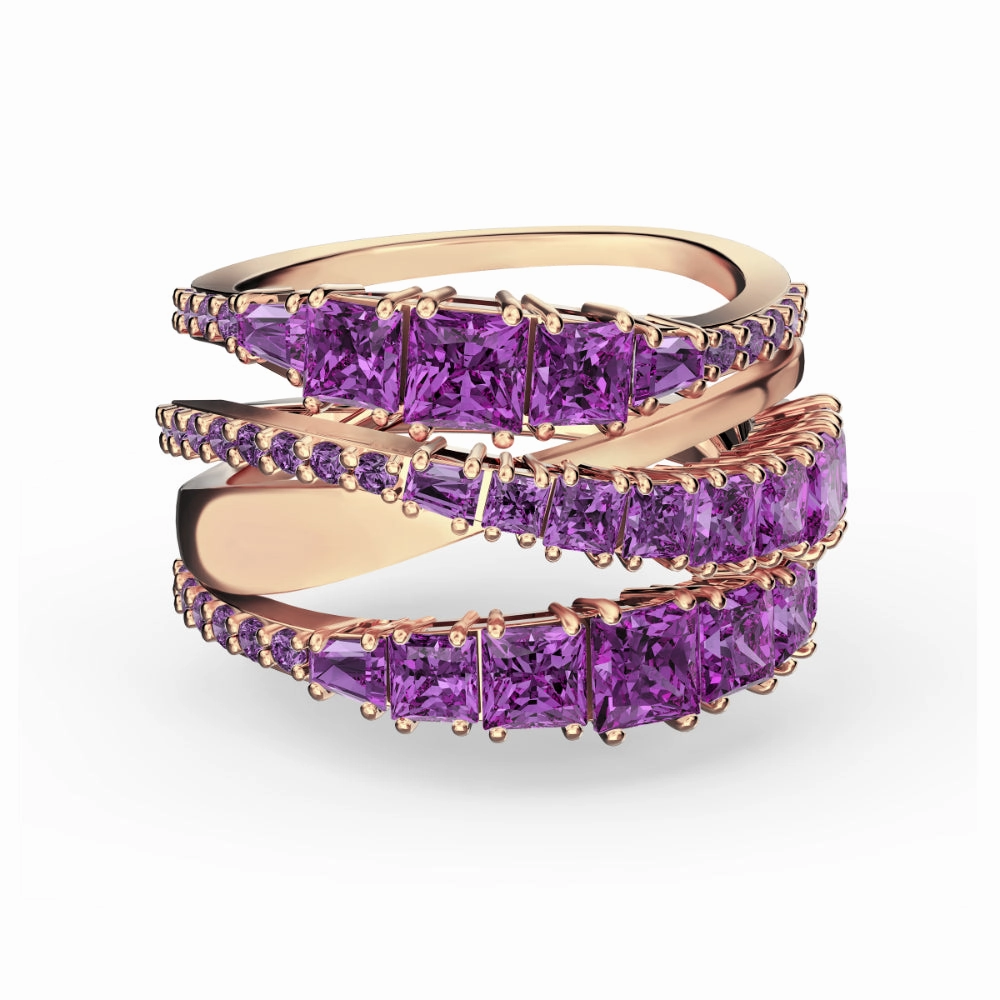 Swarovski Twist Wrap Ring Blue, Rhodium Plated