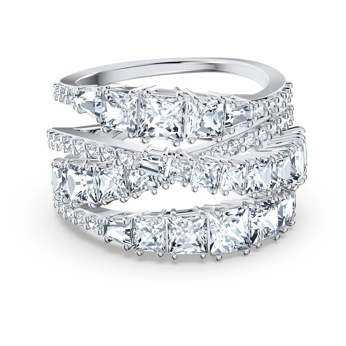 Swarovski Twist Wrap Ring Blue, Rhodium Plated