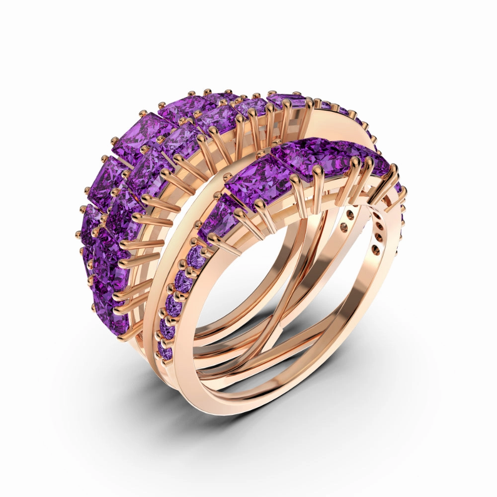 Swarovski Twist Wrap Ring Blue, Rhodium Plated