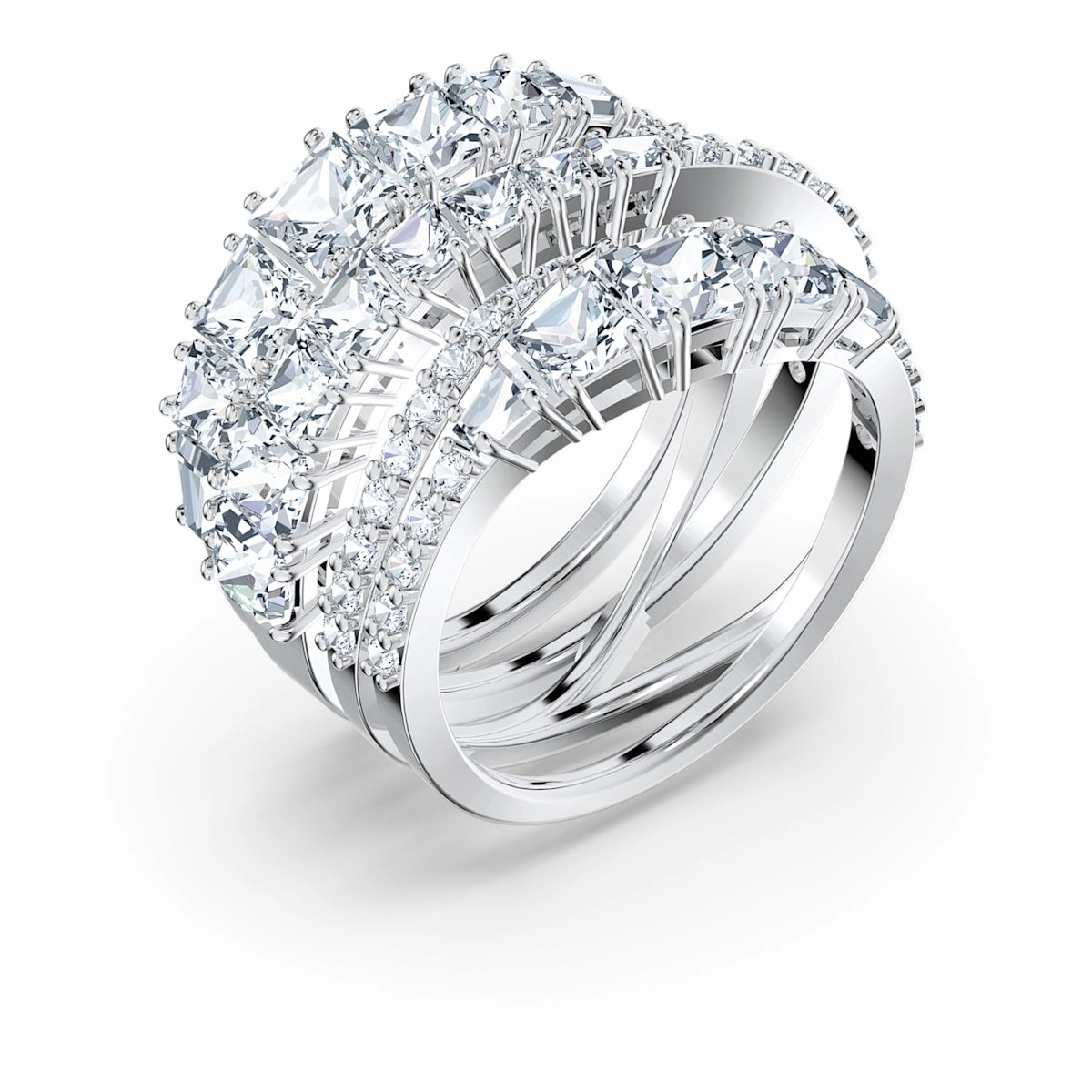 Swarovski Twist Wrap Ring Blue, Rhodium Plated