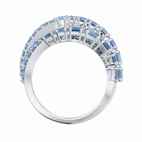 Swarovski Twist Wrap Ring Blue, Rhodium Plated fashion-jewelry  