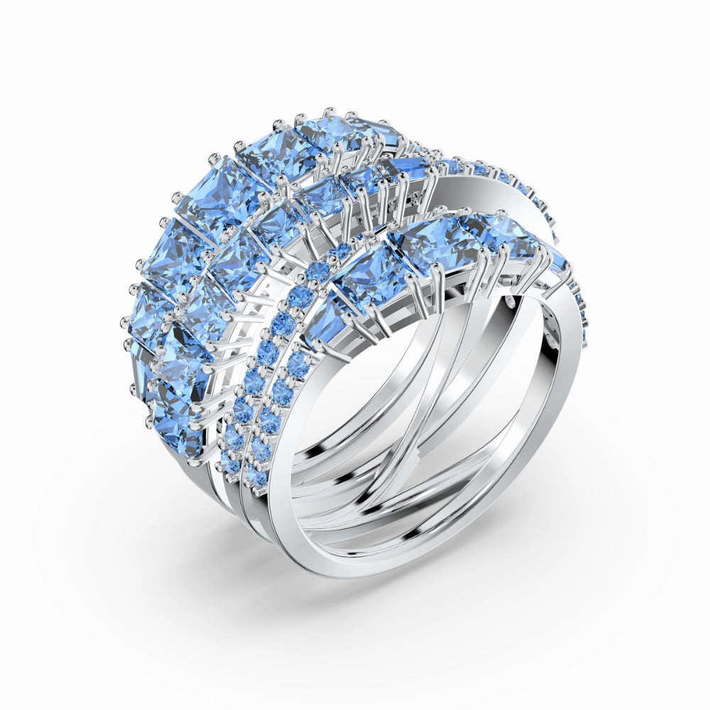 Swarovski Twist Wrap Ring Blue, Rhodium Plated