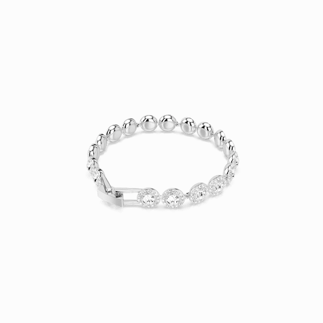Swarovski, Una Bracelet, Round Cut, White, Rhodium Plated, Medium
