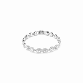 Swarovski, Una Bracelet, Round Cut, White, Rhodium Plated, Medium fashion-jewelry  