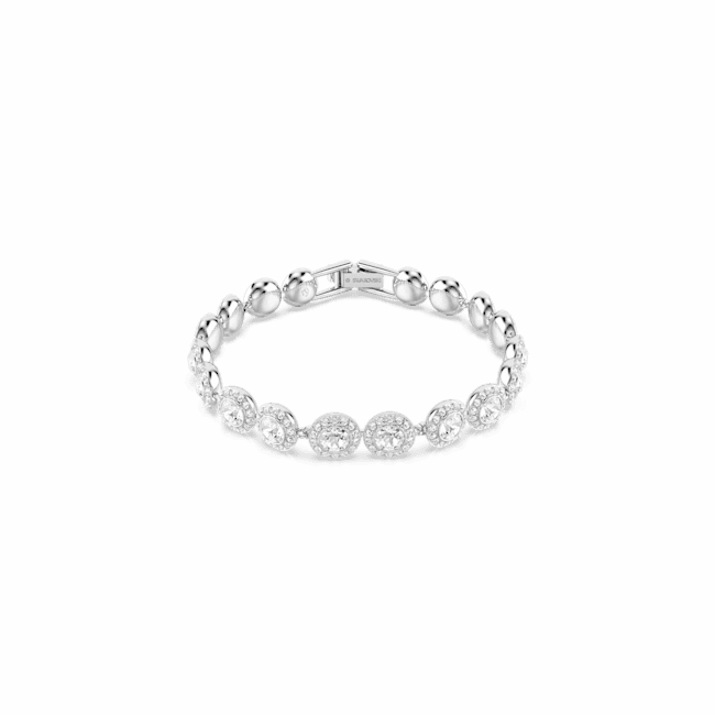 Swarovski, Una Bracelet, Round Cut, White, Rhodium Plated, Medium fashion-jewelry  