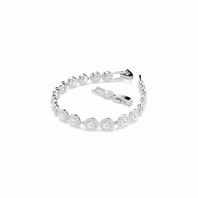 Swarovski, Una Bracelet, Round Cut, White, Rhodium Plated, Medium