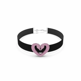 Swarovski Una Choker Heart Pink Rhodium plated fashion-jewelry  