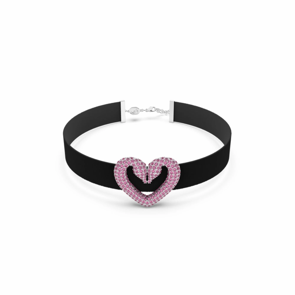 Swarovski Una Choker Heart Pink Rhodium plated fashion-jewelry  