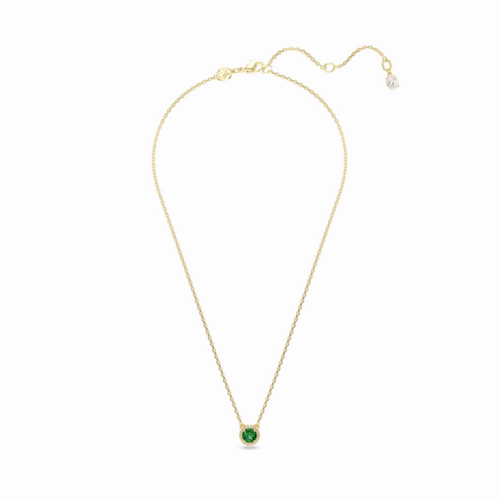 Swarovski Una pendant Necklace Round cut, Pave, Green, Gold-tone plated