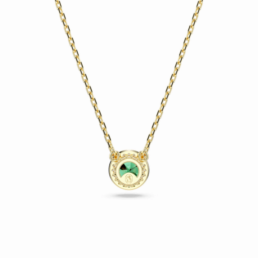 Swarovski Una pendant Necklace Round cut, Pave, Green, Gold-tone plated