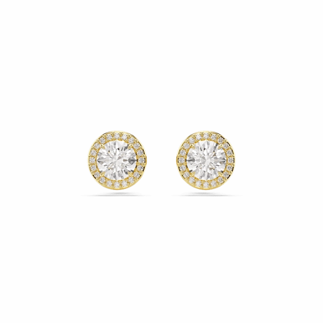Swarovski Una Stud Earrings Round cut, Gold tone, Gold-tone plated 