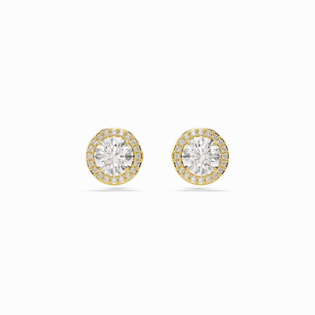 Swarovski Una Stud Earrings Round cut, Gold tone, Gold-tone plated 