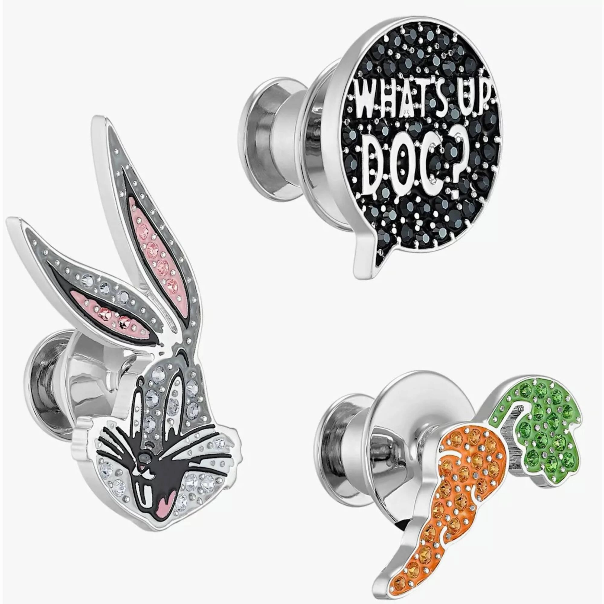Swarovski Unisex Tie Pin Set - Looney Tunes Bugs Bunny Rhodium Plated | 5488791