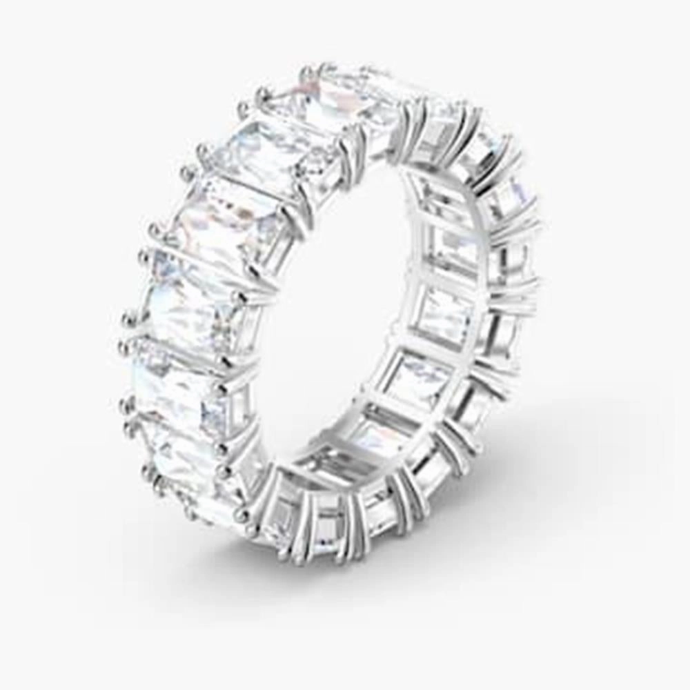 Swarovski Vittore Ring Rectangular Cut White Rhodium plated 58 fashion-jewelry  