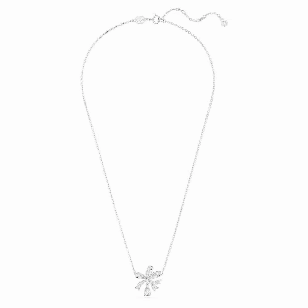 Swarovski Volta necklace Bow, White, Rose gold-tone plated