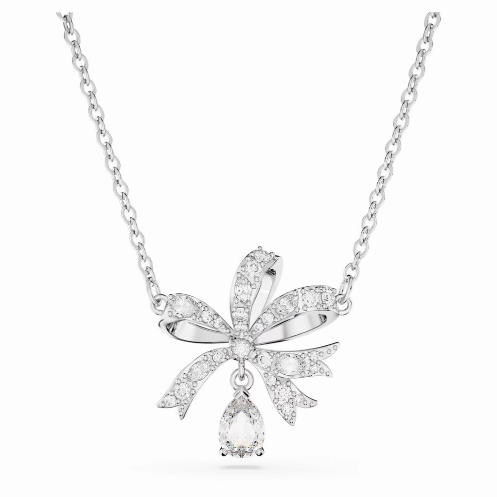 Swarovski Volta necklace Bow, White, Rose gold-tone plated
