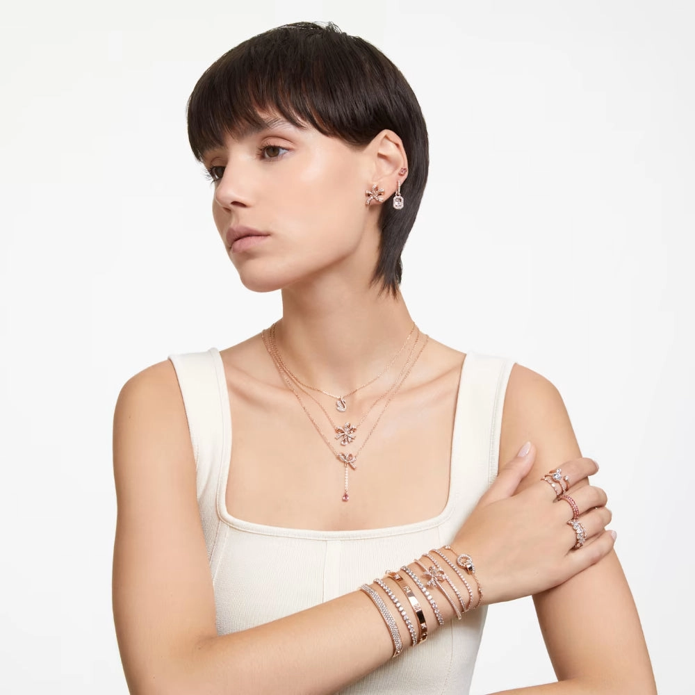 Swarovski Volta necklace Bow, White, Rose gold-tone plated