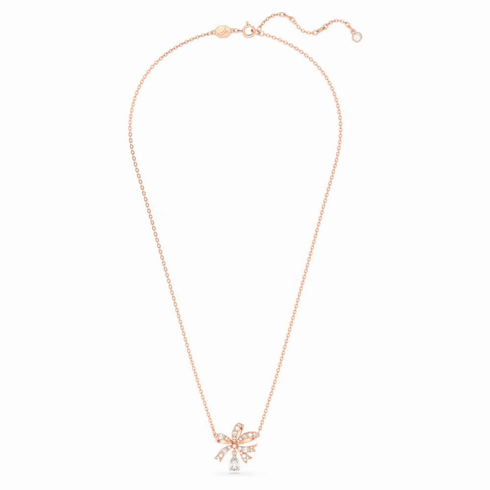 Swarovski Volta necklace Bow, White, Rose gold-tone plated