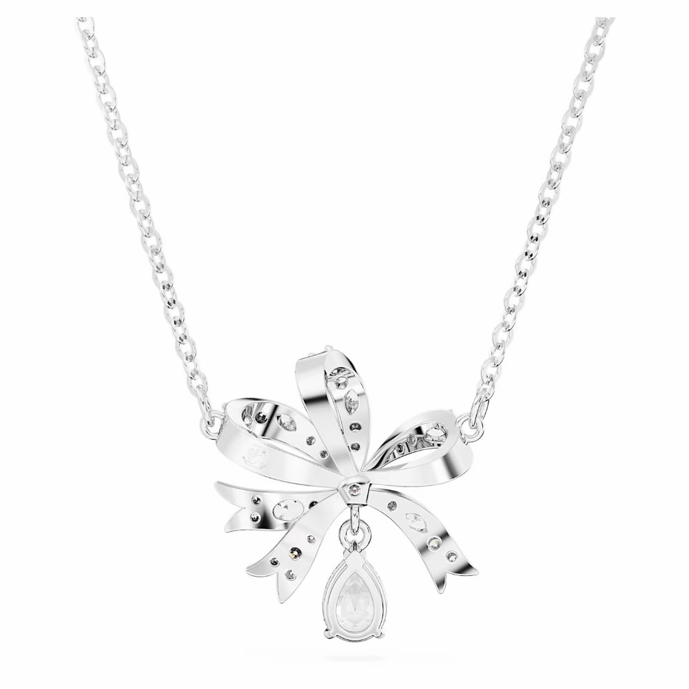 Swarovski Volta necklace Bow, White, Rose gold-tone plated